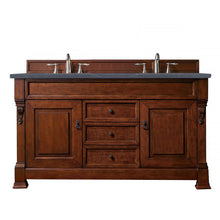 Load image into Gallery viewer, Brookfield 60&quot; Double Vanity, Warm Cherry w/ 3 CM Charcoal Soapstone Quartz Top