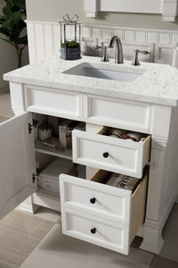 Bathroom Vanities Outlet Atlanta Renovate for LessBrookfield 36" Single Vanity, Bright White w/ 3 CM Eternal Jasmine Pearl Quartz Top