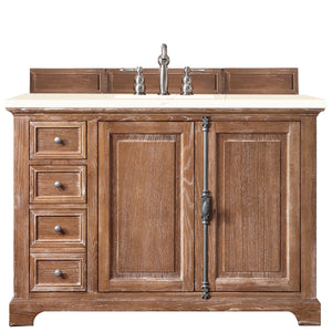 Providence 48" Single Vanity Cabinet, Driftwood, w/ 3 CM Eternal Marfil Quartz Top