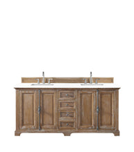 Load image into Gallery viewer, Providence 72&quot; Double Vanity Cabinet, Driftwood, w/ 3 CM Classic White Quartz Top