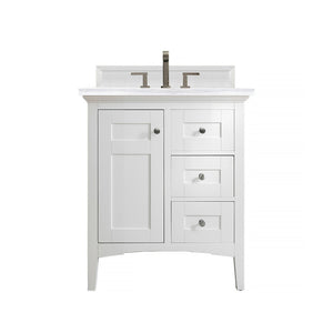 Palisades 30" Single Vanity, Bright White w/ 3 CM Arctic Fall Solid Surface Top