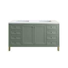 Load image into Gallery viewer, Chicago 60&quot; Double Vanity, Smokey Celadon w/ 3CM White Zeus Top