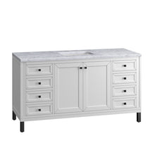 Load image into Gallery viewer, Bathroom Vanities Outlet Atlanta Renovate for LessChicago 60&quot; Single Vanity, Glossy White w/ 3CM Carrara Marble Top