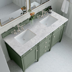 Bathroom Vanities Outlet Atlanta Renovate for LessBrittany 60" Double Vanity, Smokey Celadon w/ 3CM Carrara Marble Top