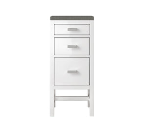 Addison 15"  Base Cabinet w/ Drawers, Glossy White w/ 3 CM Grey Expo Quartz Top