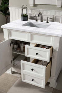 Bathroom Vanities Outlet Atlanta Renovate for LessBrookfield 36" Single Vanity, Bright White w/ 3 CM Arctic Fall Solid Surface Top