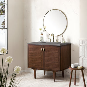 Bathroom Vanities Outlet Atlanta Renovate for LessAmberly 36" Single Vanity, Mid-Century Walnut w/ 3CM Grey Expo Top