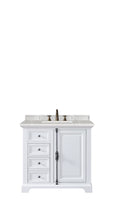 Load image into Gallery viewer, Providence 36&quot; Single Vanity Cabinet, Bright White, w/ 3 CM Eternal Serena Quartz Top James Martin