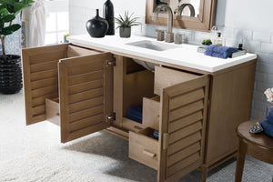 Portland 60" Single Vanity Whitewashed Walnut, w/ 3 CM White Zeus Quartz Top