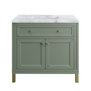 Chicago 36" Single Vanity, Smokey Celadon w/ 3CM Carrara Marble Top