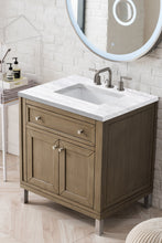 Load image into Gallery viewer, Chicago 30&quot; Single Vanity, Whitewashed Walnut w/ 3 CM Arctic Fall Solid Surface Top