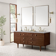 Load image into Gallery viewer, Bathroom Vanities Outlet Atlanta Renovate for LessAmberly 72&quot; Double Vanity, Mid-Century Walnut w/ 3CM Eternal Serena Top