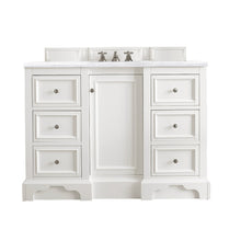 Load image into Gallery viewer, De Soto 48&quot; Single Vanity, Bright White w/ 3 CM Arctic Fall Solid Surface Top