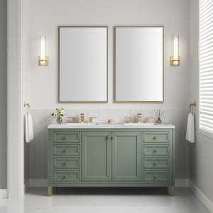 Bathroom Vanities Outlet Atlanta Renovate for LessChicago 60" Double Vanity, Smokey Celadon w/ 3CM White Zeus Top