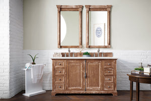 Providence 60" Double Vanity Cabinet, Driftwood, w/ 3 CM White Zeus Quartz Top