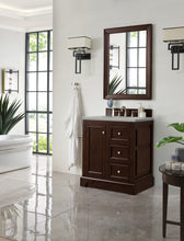 Load image into Gallery viewer, De Soto 30&quot; Single Vanity, Burnished Mahogany w/ 3 CM Eternal Serena Quartz Top