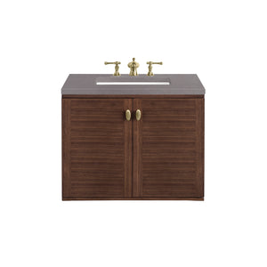 Amberly 30" Single Vanity, Mid-Century Walnut w/ 3CM Grey Expo Top