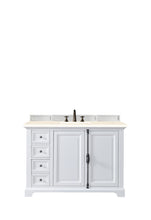 Load image into Gallery viewer, Providence 48&quot; Single Vanity Cabinet, Bright White, w/ 3 CM Eternal Marfil Quartz Top