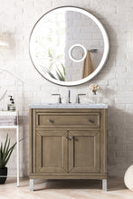 Load image into Gallery viewer, Chicago 30&quot; Single Vanity, Whitewashed Walnut w/ 3 CM Carrara Marble Top