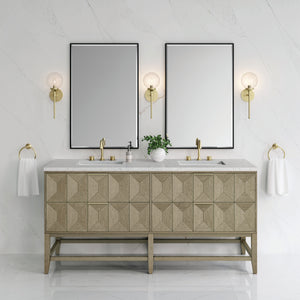 Emmeline 72" Double Vanity, Pebble Oak w/ 3CM Eternal Jasmine Pearl Top