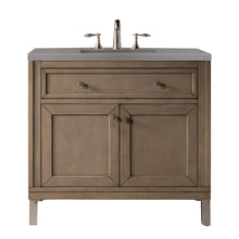 Load image into Gallery viewer, Chicago 36&quot; Single Vanity, Whitewashed Walnut w/ 3 CM Grey Expo Quartz Top