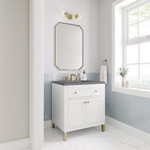 Chicago 30" Single Vanity, Glossy White w/ 3CM Grey Expo Top