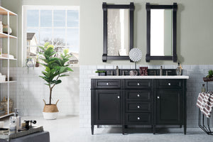 Brittany 60" Black Onyx Double Vanity w/ 3 CM Arctic Fall Solid Surface Top