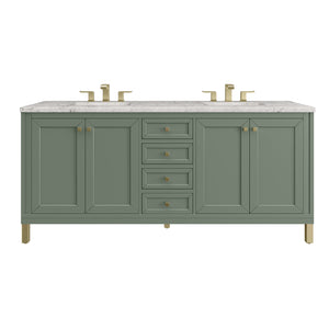 Chicago 72" Double Vanity, Smokey Celadon w/ 3CM Eternal Jasmine Pearl Top