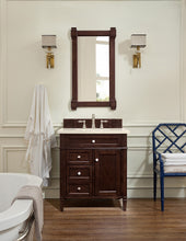 Load image into Gallery viewer, Brittany 30&quot; Single Vanity, Burnished Mahogany, w/ 3 CM Eternal Marfil Quartz Top