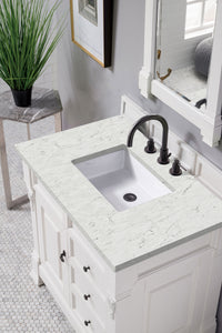 Brookfield 36" Single Vanity, Bright White w/ 3 CM Eternal Jasmine Pearl Quartz Top