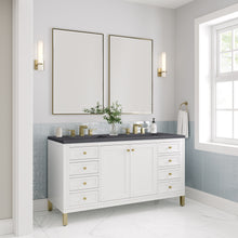 Load image into Gallery viewer, Chicago 60&quot; Double Vanity, Glossy White w/ 3CM Charcoal Soapstone Top