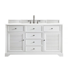 Load image into Gallery viewer, Savannah 60&quot; Single Vanity Cabinet, Bright White, w/ 3 CM White Zeus Quartz Top