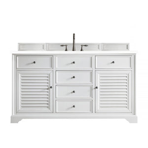 Savannah 60" Single Vanity Cabinet, Bright White, w/ 3 CM White Zeus Quartz Top