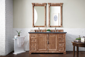 Providence 60" Double Vanity Cabinet, Driftwood, w/ 3 CM Charcoal Soapstone Quartz Top