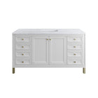 Chicago 60" Single Vanity, Glossy White w/ 3CM Carrara Marble Top
