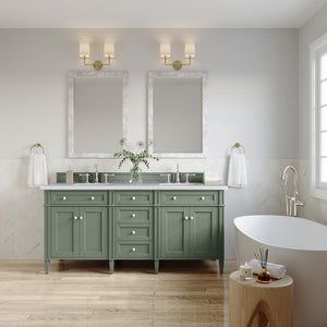 Brittany 72" Double Vanity, Smokey Celadon w/ 3CM Arctic Fall Top