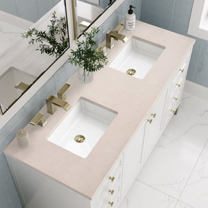 Chicago 60" Double Vanity, Glossy White w/ 3CM Eternal Marfil Top