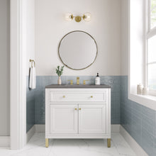 Load image into Gallery viewer, Chicago 36&quot; Single Vanity, Glossy White w/ 3CM Grey Expo Top