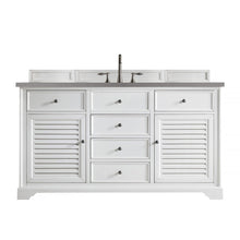 Load image into Gallery viewer, Savannah 60&quot; Single Vanity Cabinet, Bright White, w/ 3 CM Grey Expo Quartz Top