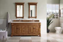 Load image into Gallery viewer, Brookfield 72&quot; Double Vanity, Country Oak w/ 3 CM Eternal Serena Quartz Top