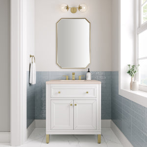 Chicago 30" Single Vanity, Glossy White w/ 3CM Eternal Marfil Top