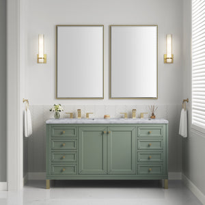 Bathroom Vanities Outlet Atlanta Renovate for LessChicago 60" Double Vanity, Smokey Celadon w/ 3CM Carrara Marble Top
