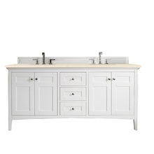 Load image into Gallery viewer, Palisades 72&quot; Double Vanity, Bright White, w/ 3 CM Eternal Marfil Quartz Top