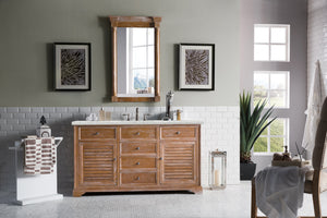 Savannah 60" Single Vanity Cabinet, Driftwood, w/ 3 CM Eternal Jasmine Pearl Quartz Top