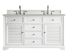 Load image into Gallery viewer, Savannah 60&quot; Double Vanity Cabinet, Bright White, w/ 3 CM Eternal Serena Quartz Top