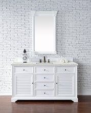 Load image into Gallery viewer, Savannah 60&quot; Single Vanity Cabinet, Bright White, w/ 3 CM Eternal Jasmine Pearl Quartz Top