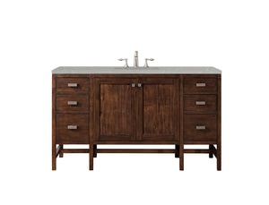 Addison 60" Single Vanity Cabinet , Mid Century Acacia, w/ 3 CM Eternal Serena Quartz Top