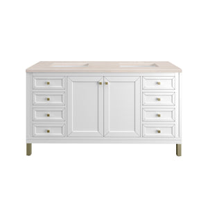 Chicago 60" Double Vanity, Glossy White w/ 3CM Eternal Marfil Top