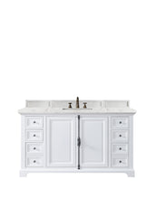 Load image into Gallery viewer, Providence 60&quot; Single Vanity Cabinet, Bright White, w/ 3 CM Eternal Jasmine Pearl Quartz Top James Martin