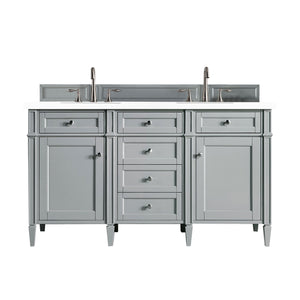 Brittany 60" Urban Gray Double Vanity w/ 3 CM Classic White Quartz Top